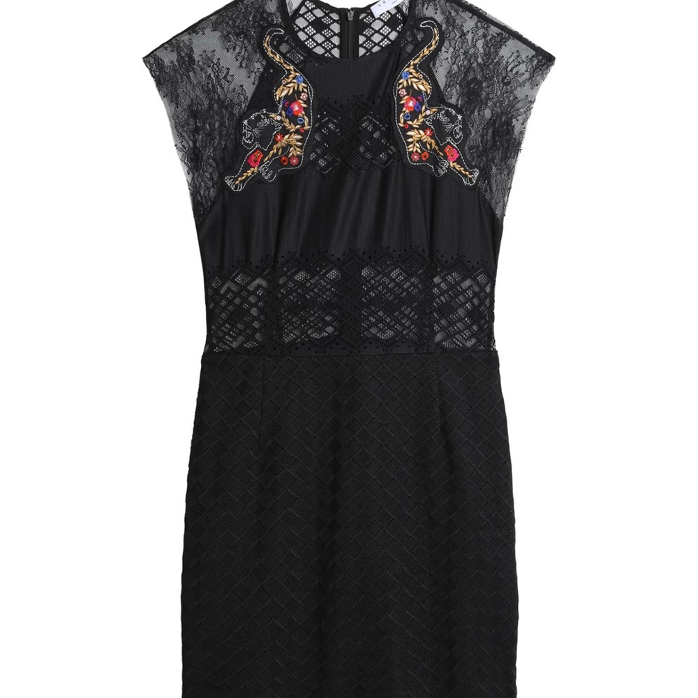 EUC SANDRO Embroidered Elegant Black Lace Dress